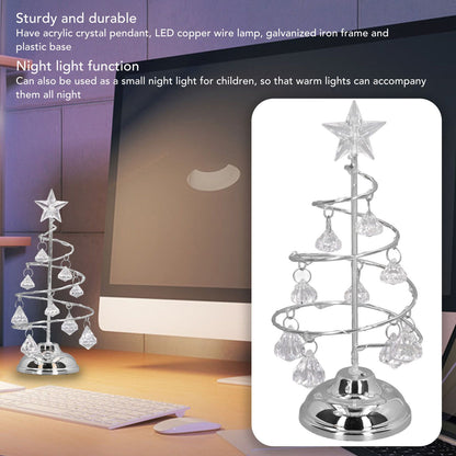 LED Christmas Tree Lamp Small Crystal Decorative Iron Tree Night Light Ornament for Gift Silver White Light V1294-YM3115220096512-0421