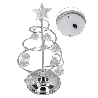 LED Christmas Tree Lamp Small Crystal Decorative Iron Tree Night Light Ornament for Gift Silver White Light V1294-YM3115220096512-0421
