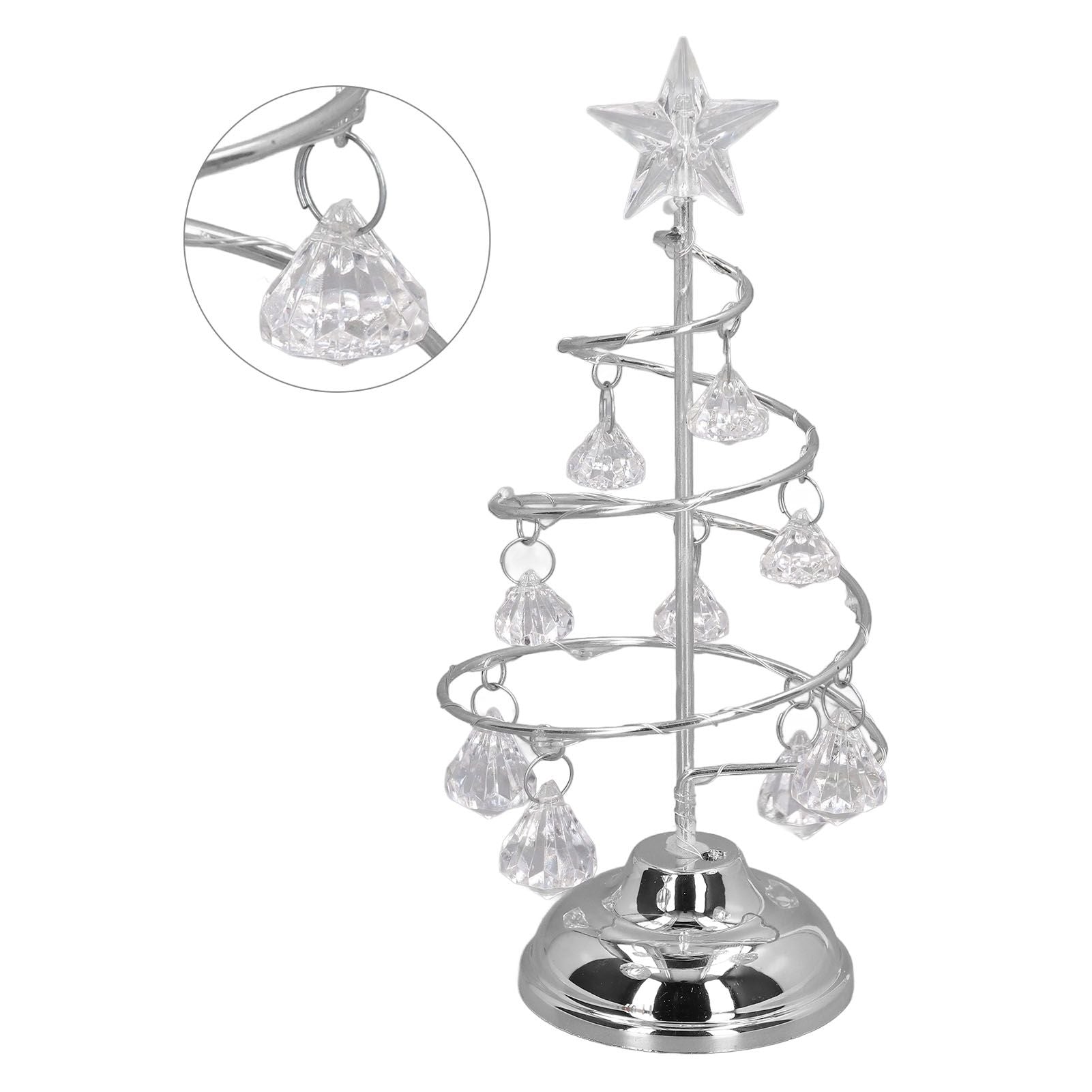 LED Christmas Tree Lamp Small Crystal Decorative Iron Tree Night Light Ornament for Gift Silver White Light V1294-YM3115220096512-0421