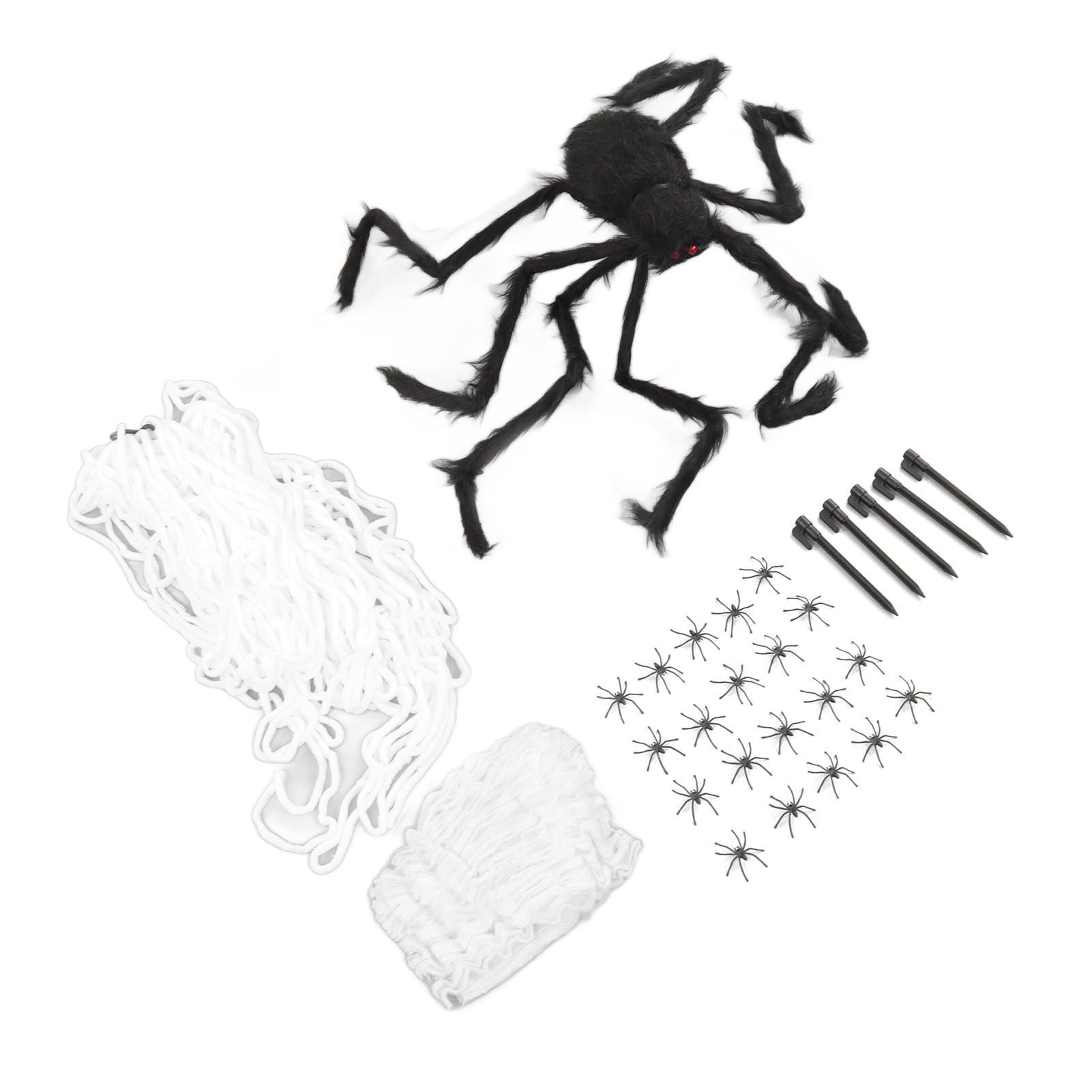 Cobweb and Spider Terror Decoration Soft with 40g Cotton White and Black Spider Cobweb Props for Halloween V1294-YM3115220097811-0421