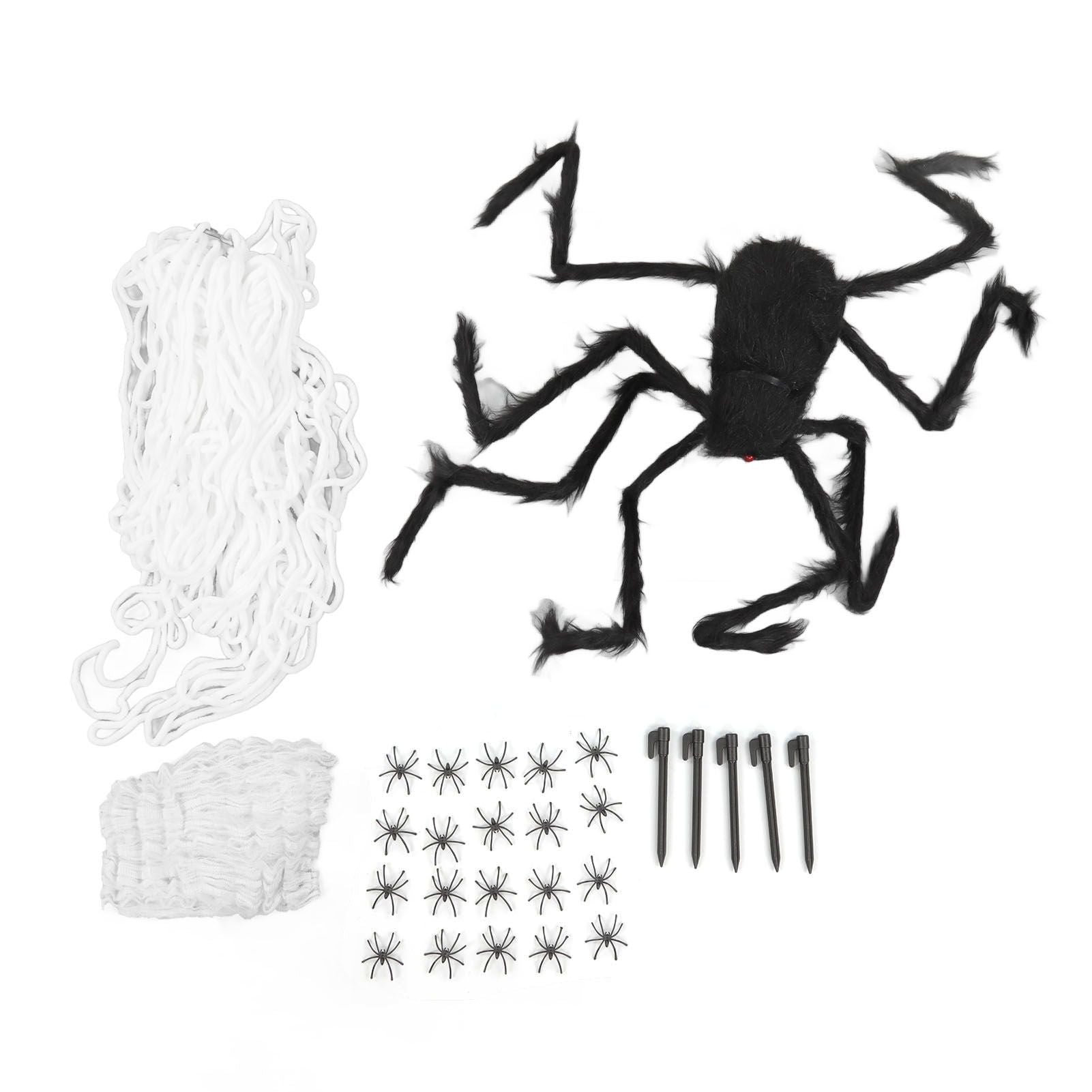 Cobweb and Spider Terror Decoration Soft with 40g Cotton White and Black Spider Cobweb Props for Halloween V1294-YM3115220097811-0421