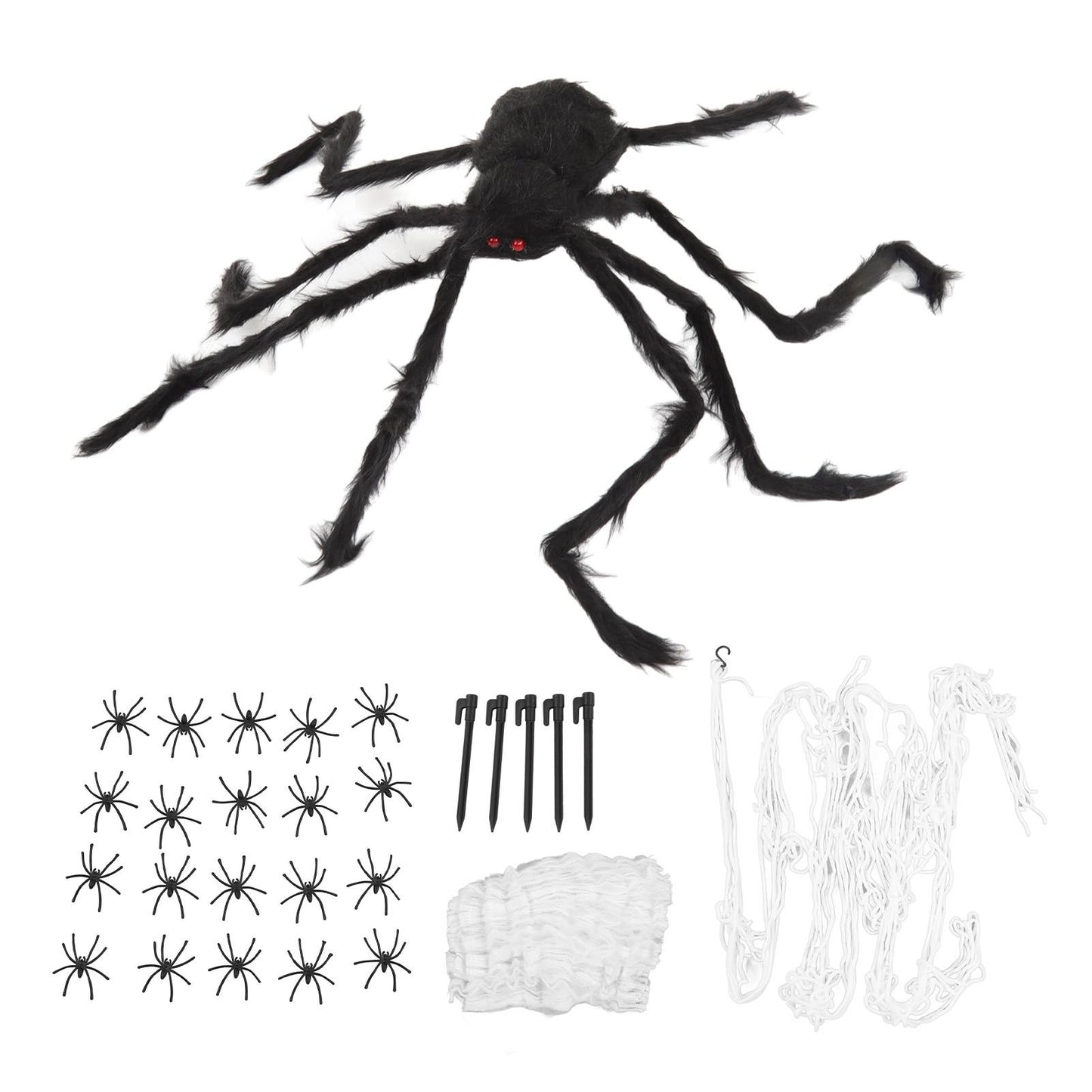 Cobweb and Spider Terror Decoration Soft with 40g Cotton White and Black Spider Cobweb Props for Halloween V1294-YM3115220097811-0421