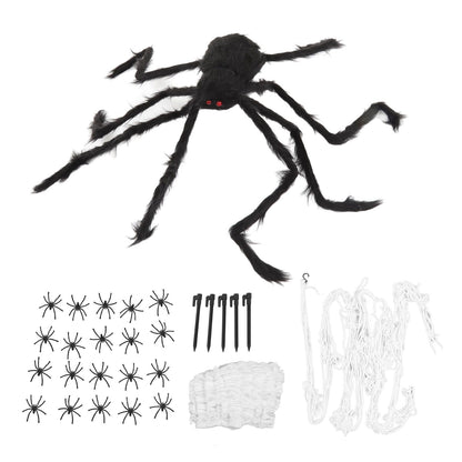 Cobweb and Spider Terror Decoration Soft with 40g Cotton White and Black Spider Cobweb Props for Halloween V1294-YM3115220097811-0421