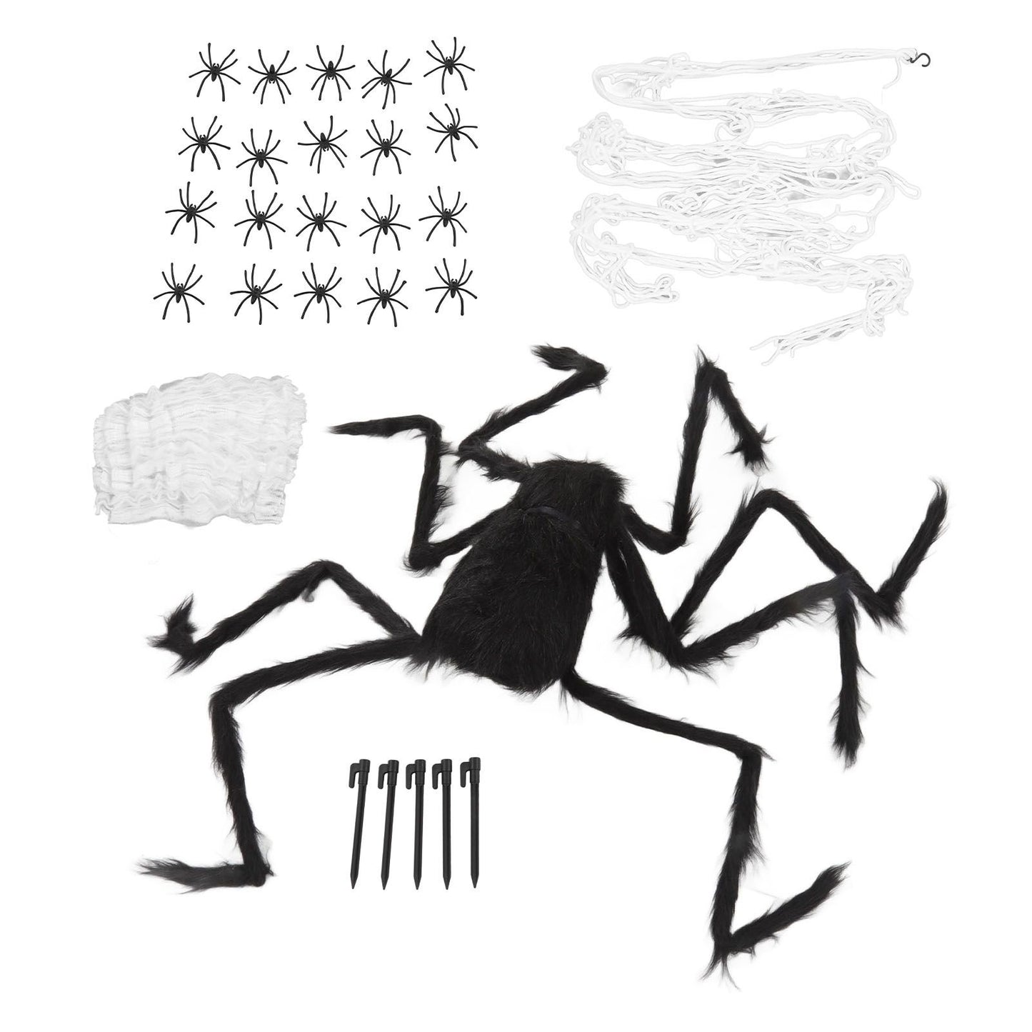 Cobweb and Spider Terror Decoration Soft with 40g Cotton White and Black Spider Cobweb Props for Halloween V1294-YM3115220097811-0421