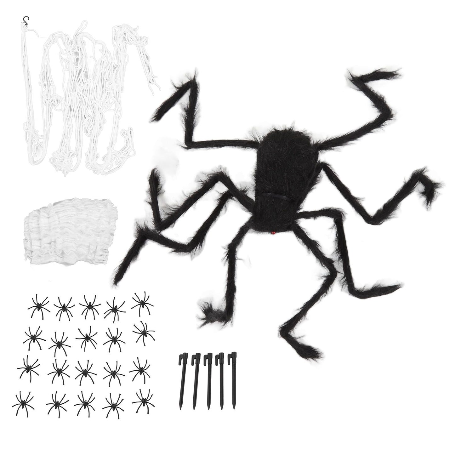 Cobweb and Spider Terror Decoration Soft with 40g Cotton White and Black Spider Cobweb Props for Halloween V1294-YM3115220097811-0421