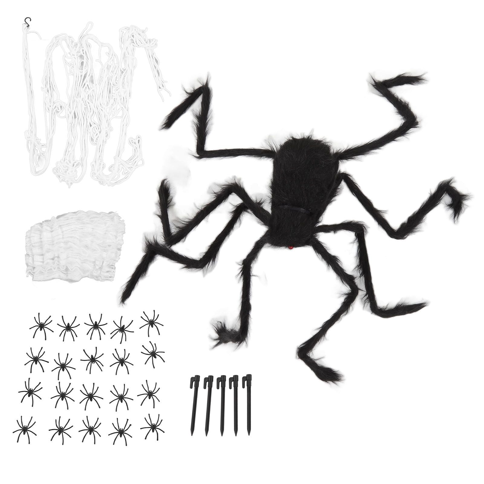 Cobweb and Spider Terror Decoration Soft with 40g Cotton White and Black Spider Cobweb Props for Halloween V1294-YM3115220097811-0421