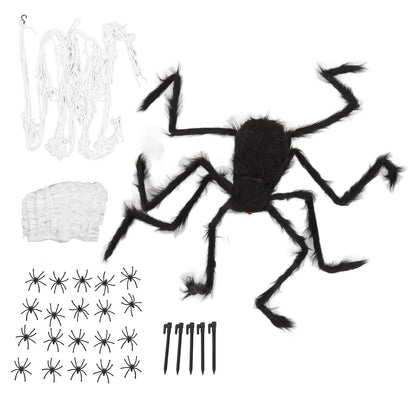 Cobweb and Spider Terror Decoration Soft with 40g Cotton White and Black Spider Cobweb Props for Halloween V1294-YM3115220097811-0421