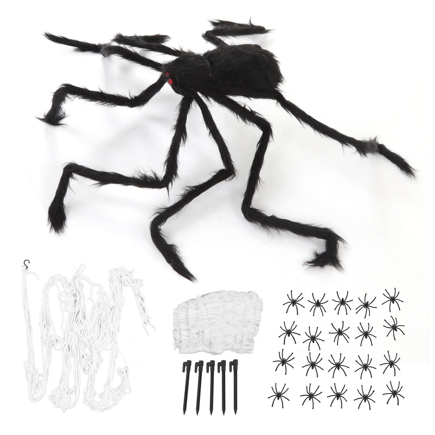 Cobweb and Spider Terror Decoration Soft with 40g Cotton White and Black Spider Cobweb Props for Halloween V1294-YM3115220097811-0421
