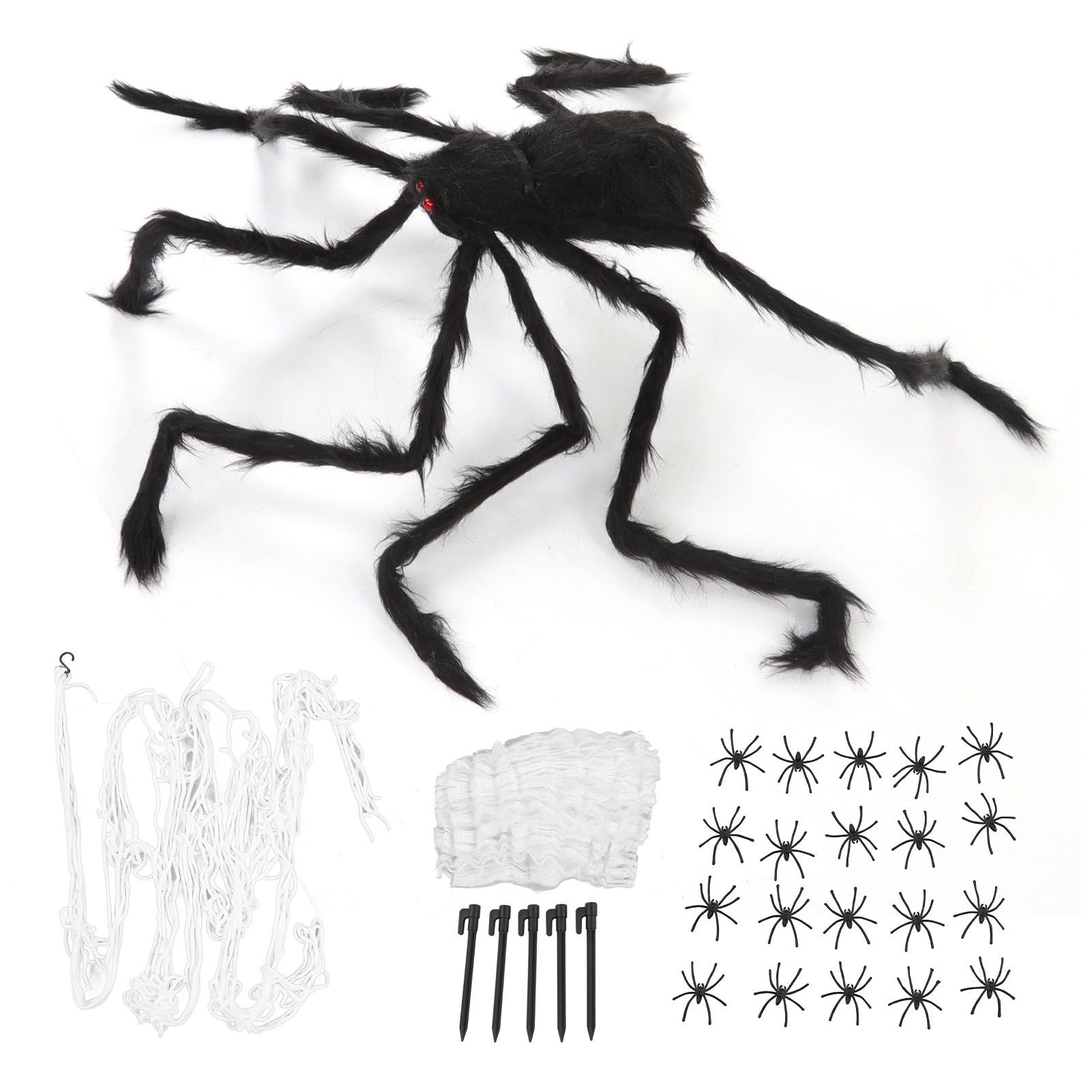 Cobweb and Spider Terror Decoration Soft with 40g Cotton White and Black Spider Cobweb Props for Halloween V1294-YM3115220097811-0421
