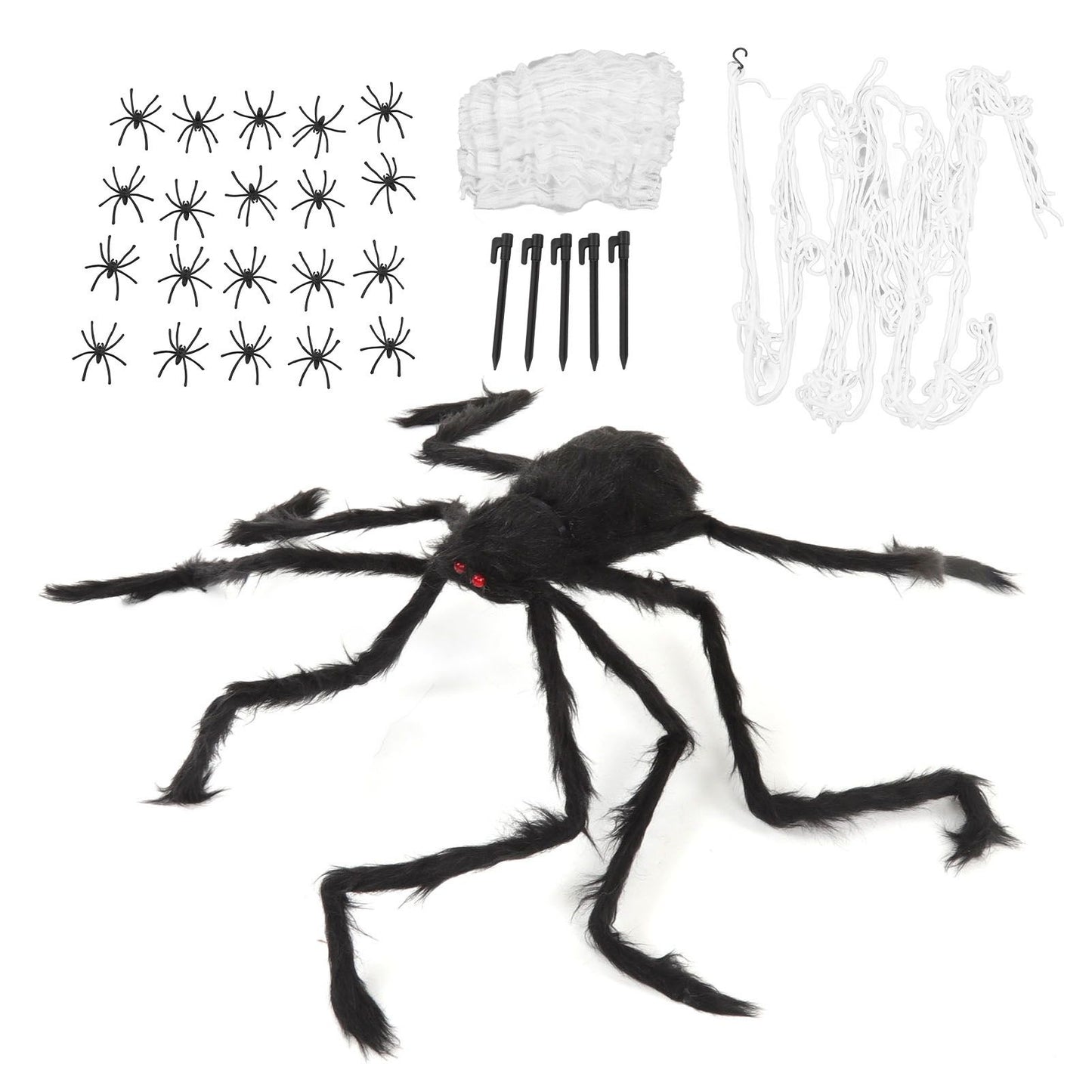 Cobweb and Spider Terror Decoration Soft with 40g Cotton White and Black Spider Cobweb Props for Halloween V1294-YM3115220097811-0421