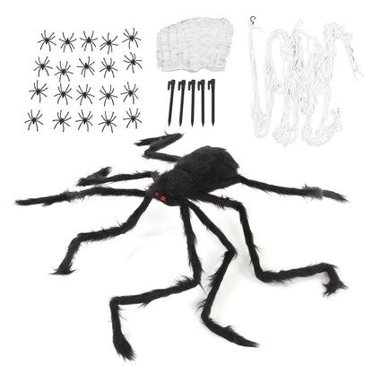Cobweb and Spider Terror Decoration Soft with 40g Cotton White and Black Spider Cobweb Props for Halloween V1294-YM3115220097811-0421