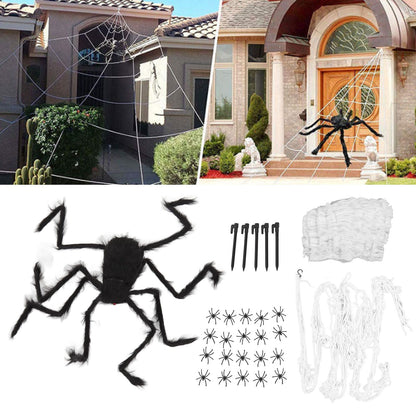 Cobweb and Spider Terror Decoration Soft with 40g Cotton White and Black Spider Cobweb Props for Halloween V1294-YM3115220097811-0421