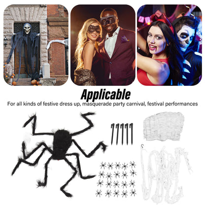Cobweb and Spider Terror Decoration Soft with 40g Cotton White and Black Spider Cobweb Props for Halloween V1294-YM3115220097811-0421