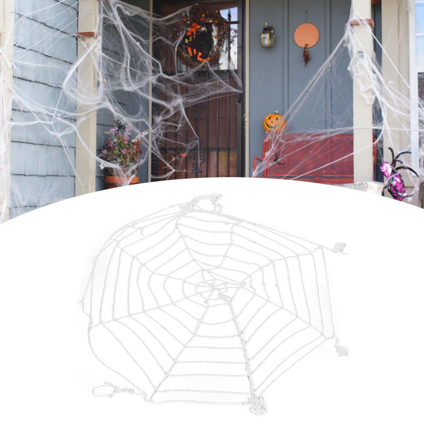 3.6m Spider Web Halloween Decorations White Round Net Spooky Cobwebs for Outdoor Indoor Party Yard V1294-YM3115220097911-0421
