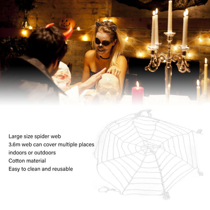 3.6m Spider Web Halloween Decorations White Round Net Spooky Cobwebs for Outdoor Indoor Party Yard V1294-YM3115220097911-0421