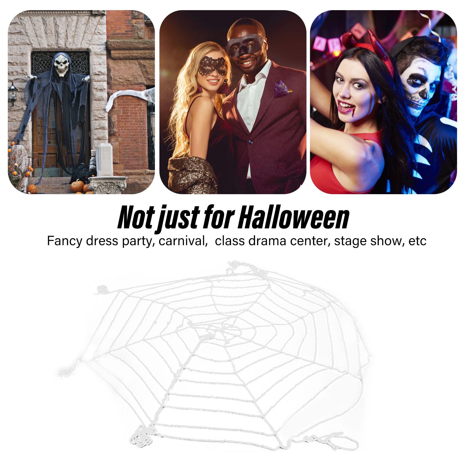 3.6m Spider Web Halloween Decorations White Round Net Spooky Cobwebs for Outdoor Indoor Party Yard V1294-YM3115220097911-0421