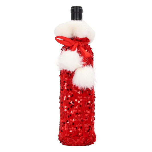 Christmas Wine Bottle Cover Beautiful Shiny Sequin Cloth Decorative Bottle Sleeve Cover for Christmas Parties V1294-YM3115220098111-0421