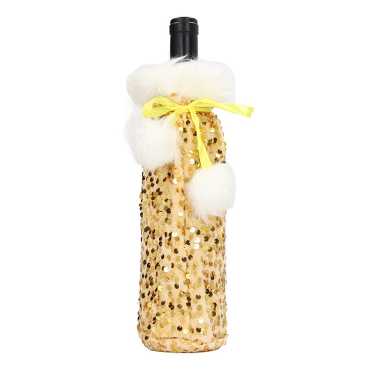 Christmas Wine Bottle Cover Beautiful Shiny Sequin Cloth Decorative Bottle Sleeve Cover for Christmas Parties V1294-YM3115220098112-0421