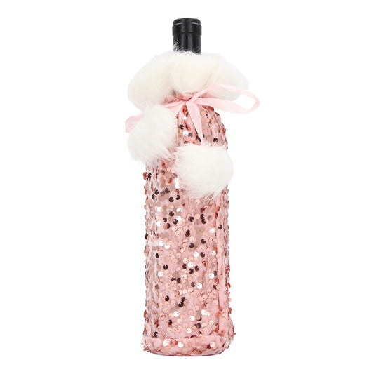 Christmas Wine Bottle Cover Beautiful Shiny Sequin Cloth Decorative Bottle Sleeve Cover for Christmas Parties V1294-YM3115220098114-0421