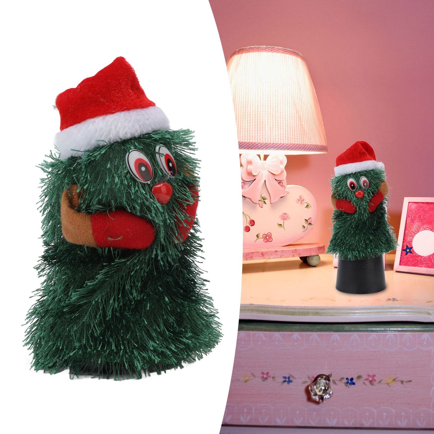 Tabletop Christmas Tree Musical Rotatable Cute Plant Shape Christmas Tree Figurine Decoration V1294-YM3115220098311-0421
