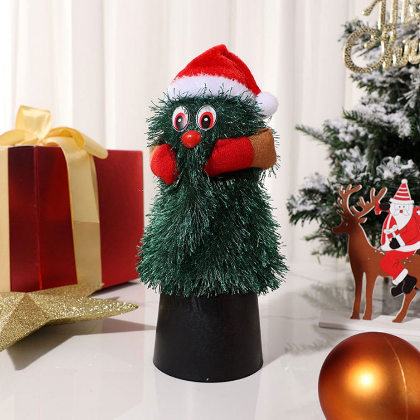 Tabletop Christmas Tree Musical Rotatable Cute Plant Shape Christmas Tree Figurine Decoration V1294-YM3115220098311-0421