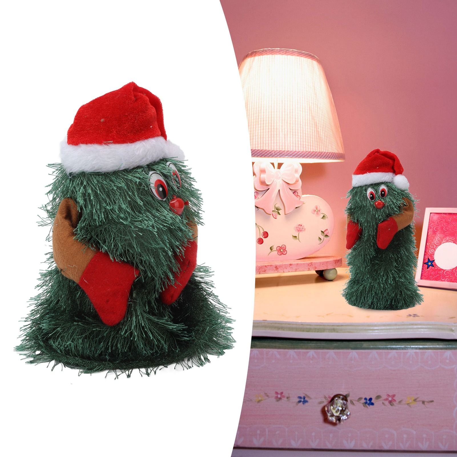 Tabletop Christmas Tree Musical Rotatable Cute Plant Shape Christmas Tree Figurine Decoration V1294-YM3115220098312-0421