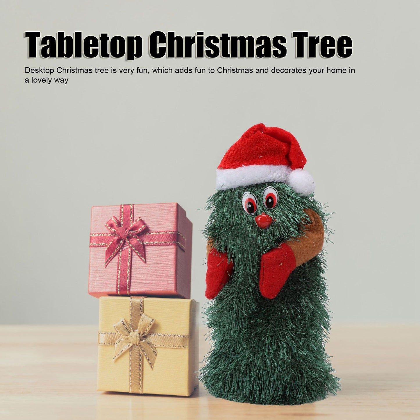 Tabletop Christmas Tree Musical Rotatable Cute Plant Shape Christmas Tree Figurine Decoration V1294-YM3115220098312-0421