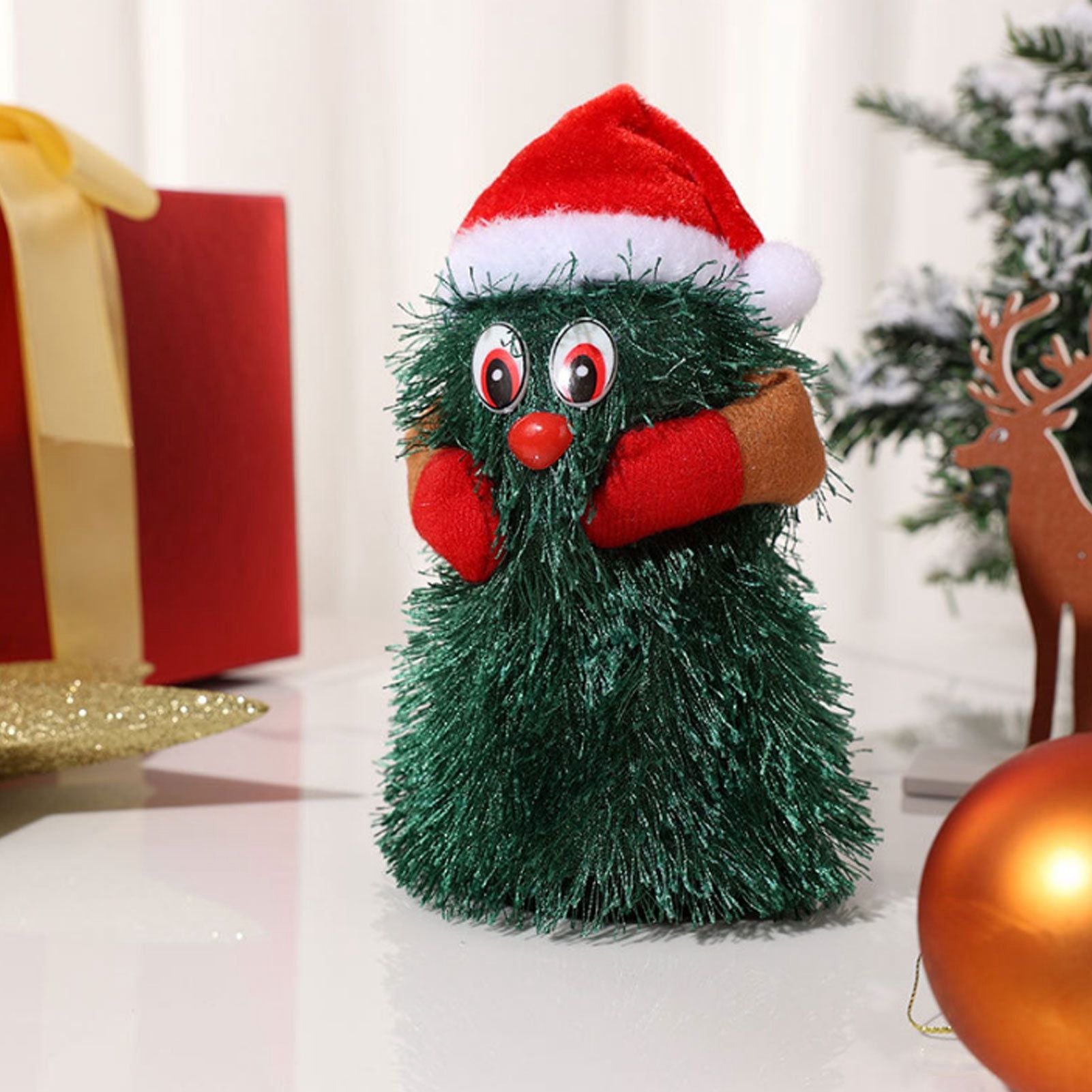 Tabletop Christmas Tree Musical Rotatable Cute Plant Shape Christmas Tree Figurine Decoration V1294-YM3115220098312-0421