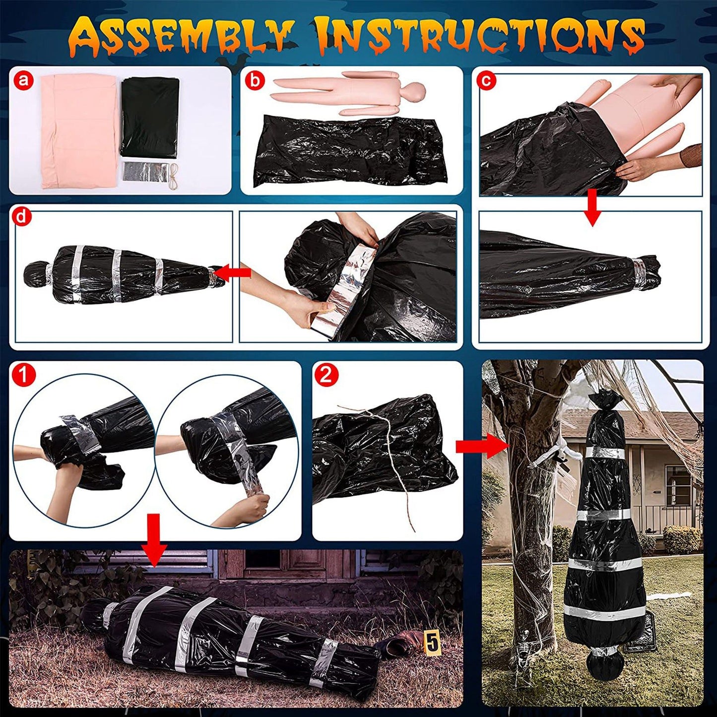 Halloween Decorations Dead Victim Props Hallowmas Outdoor Prop Creepy Haunted House Decor V1294-YM3115220098411-0421