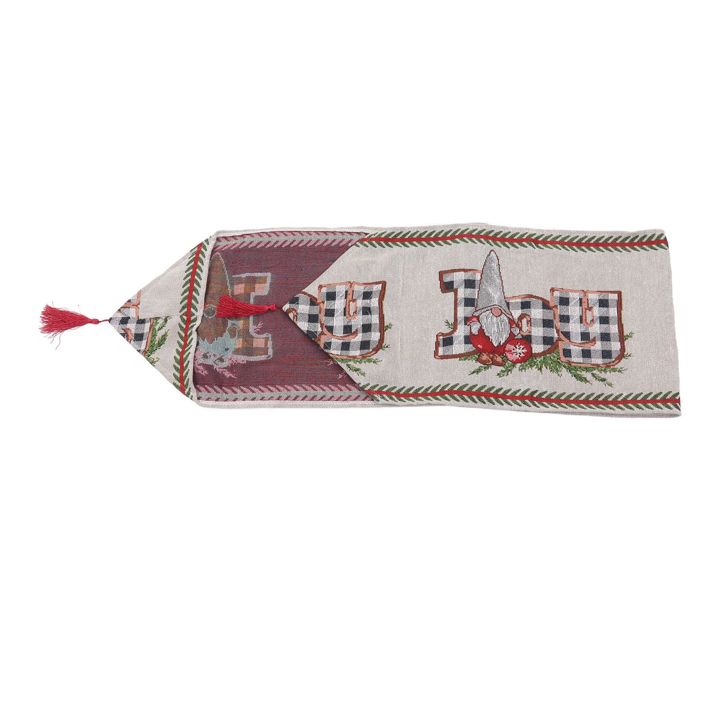 Christmas Table Runner Reusable Washable 1.8m Long Knitted Fabric Table Runner Holiday for Home Cafe Type 2 V1294-YM3115220098912-0421