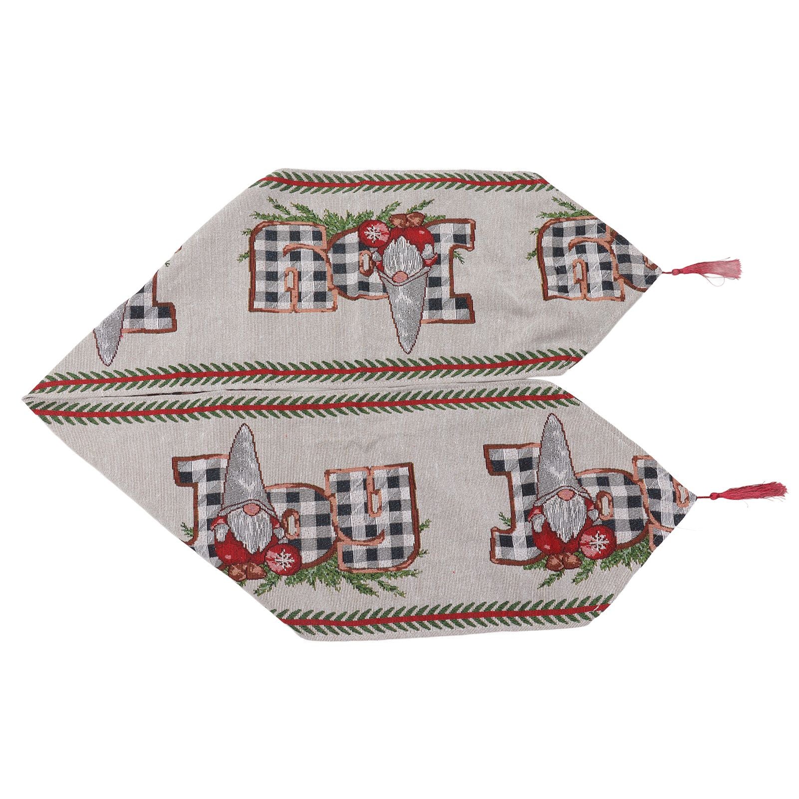 Christmas Table Runner Reusable Washable 1.8m Long Knitted Fabric Table Runner Holiday for Home Cafe Type 2 V1294-YM3115220098912-0421