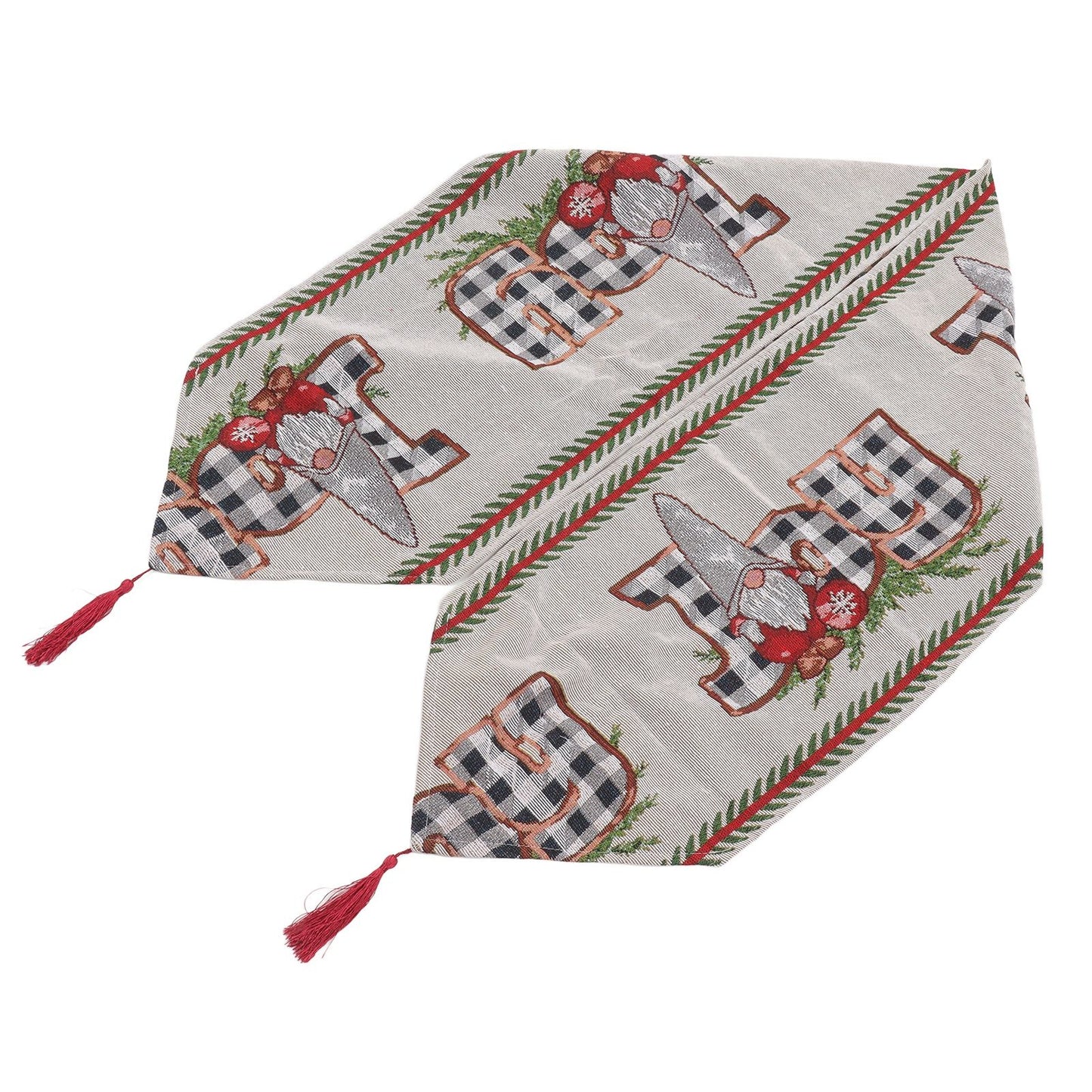 Christmas Table Runner Reusable Washable 1.8m Long Knitted Fabric Table Runner Holiday for Home Cafe Type 2 V1294-YM3115220098912-0421