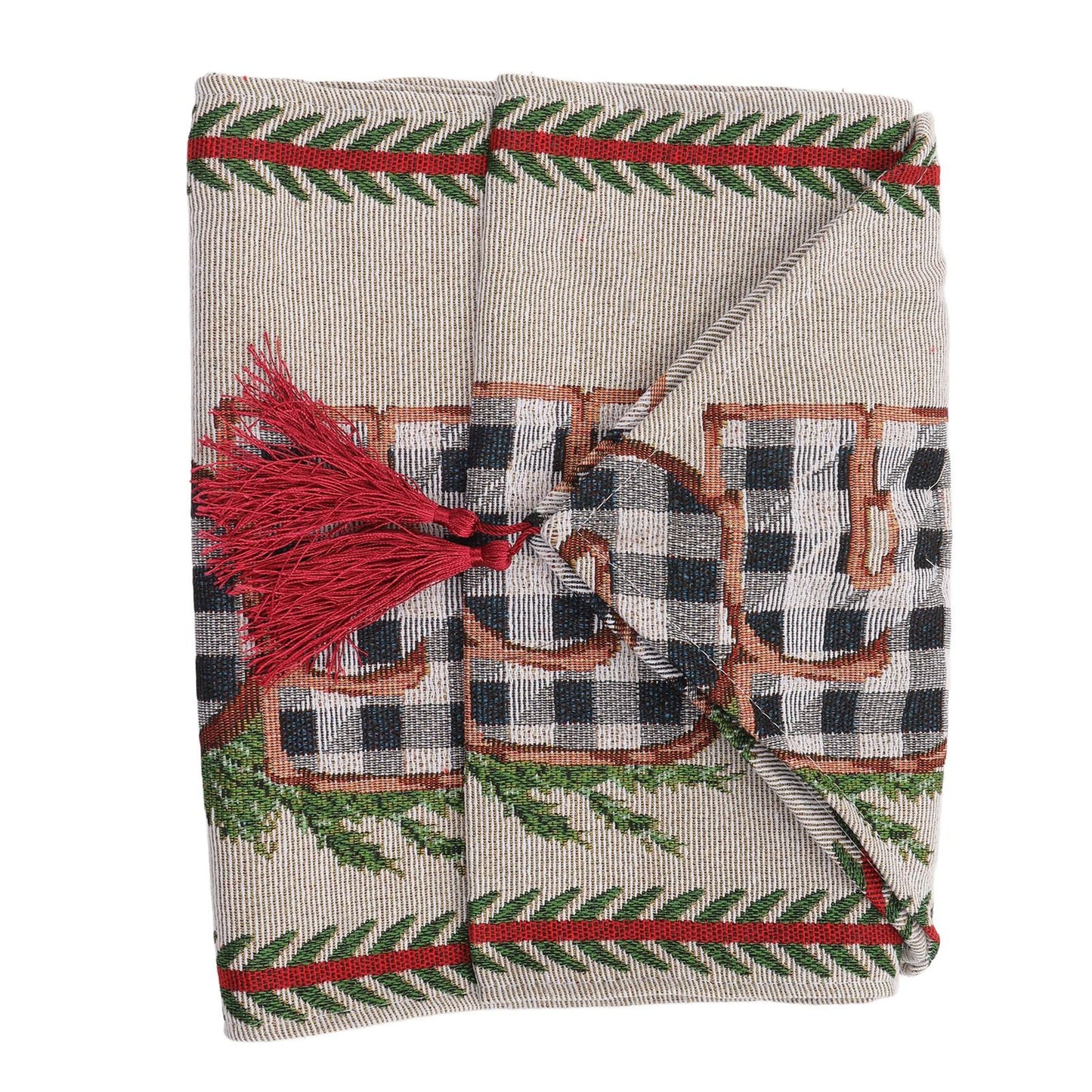 Christmas Table Runner Reusable Washable 1.8m Long Knitted Fabric Table Runner Holiday for Home Cafe Type 2 V1294-YM3115220098912-0421