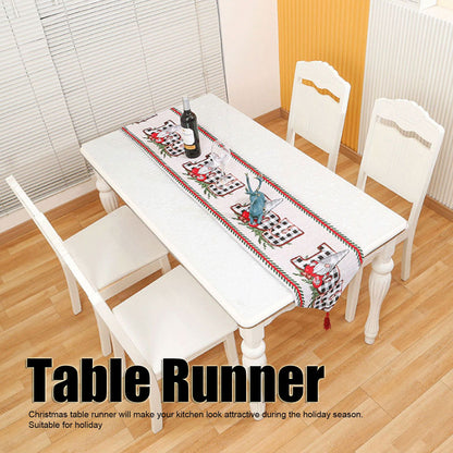 Christmas Table Runner Reusable Washable 1.8m Long Knitted Fabric Table Runner Holiday for Home Cafe Type 2 V1294-YM3115220098912-0421
