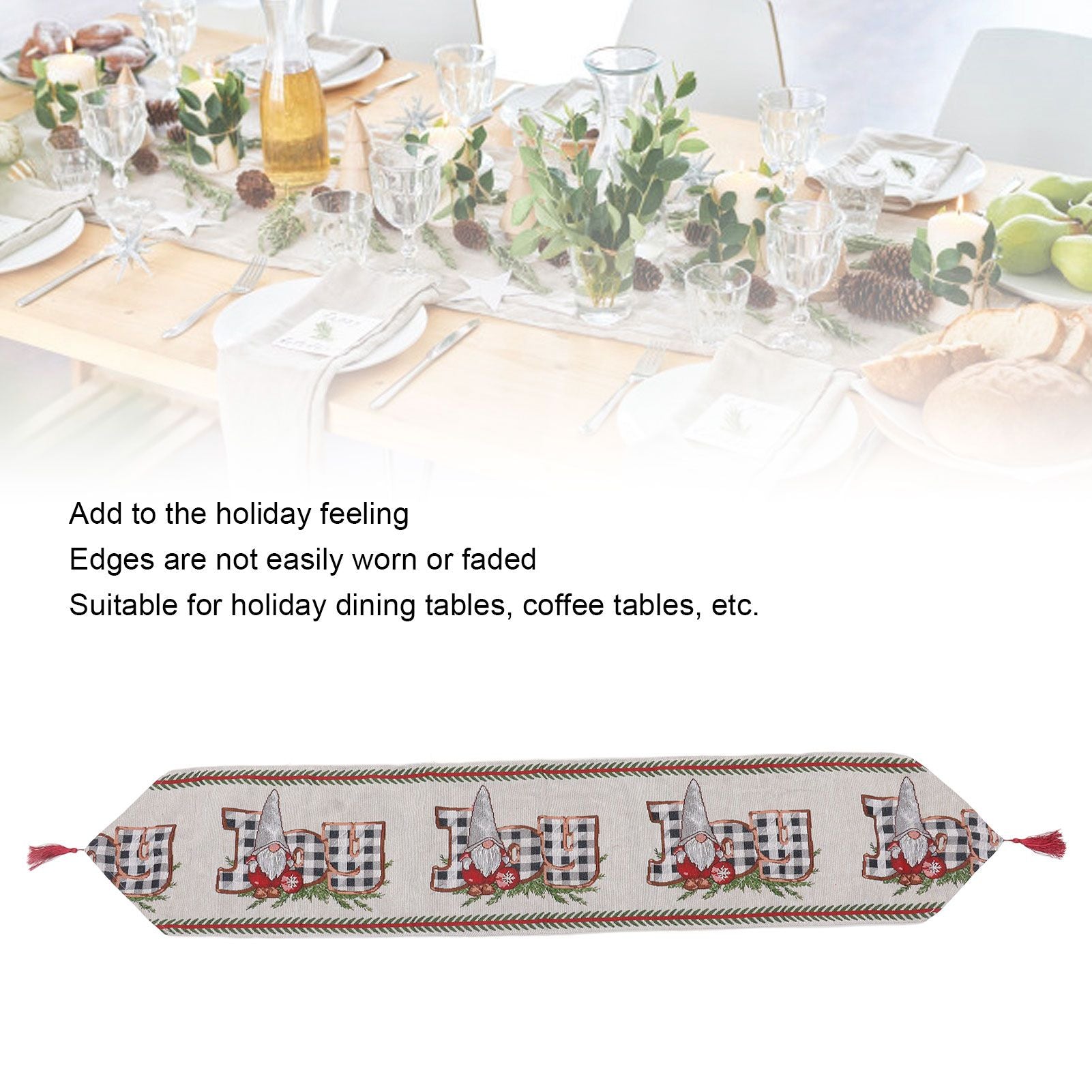 Christmas Table Runner Reusable Washable 1.8m Long Knitted Fabric Table Runner Holiday for Home Cafe Type 2 V1294-YM3115220098912-0421