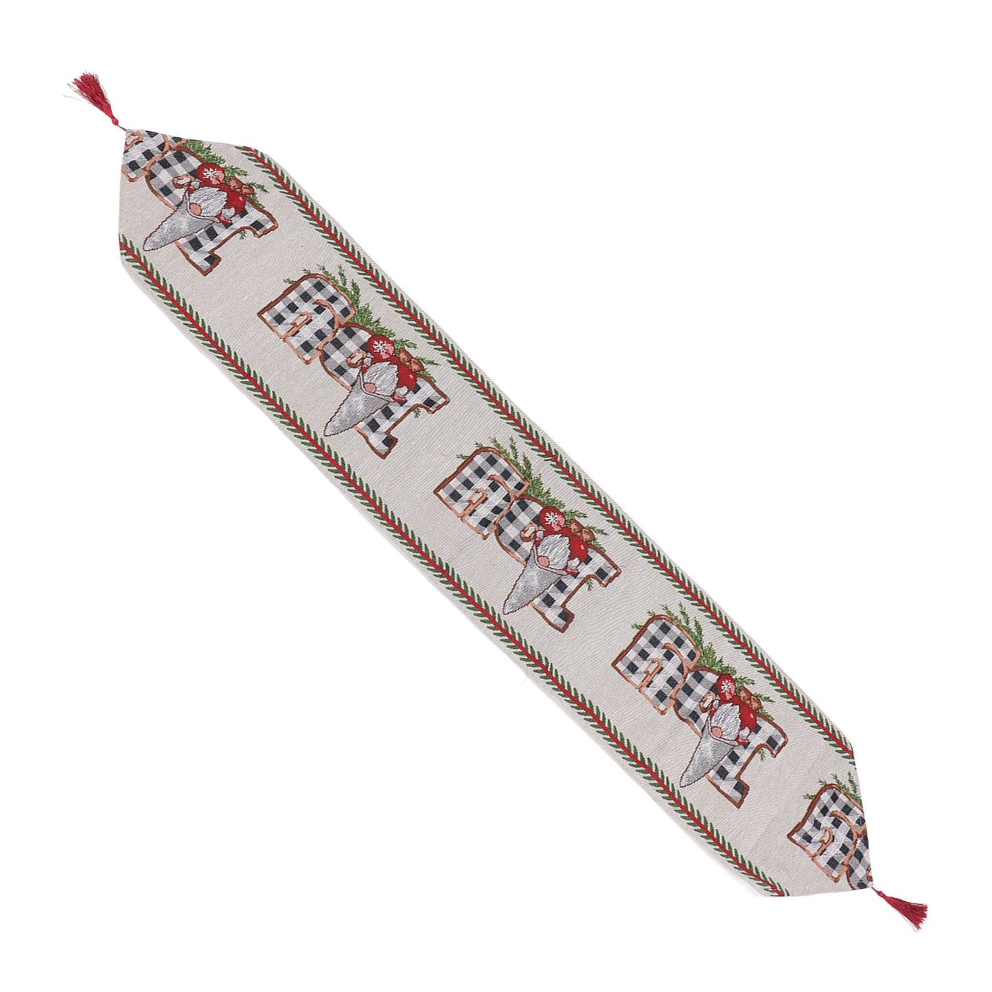 Christmas Table Runner Reusable Washable 1.8m Long Knitted Fabric Table Runner Holiday for Home Cafe Type 2 V1294-YM3115220098912-0421