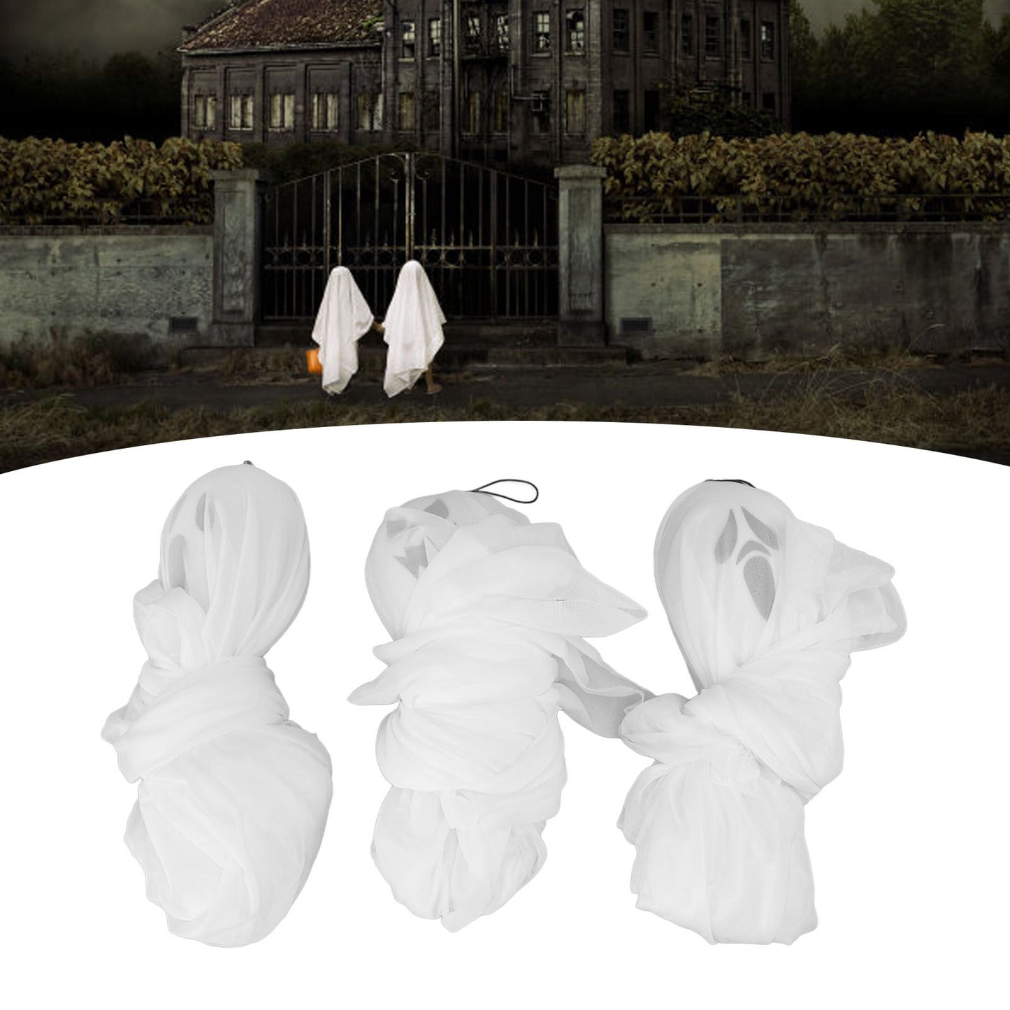 3Pcs Halloween Hanging Ghosts Glowing in The Dark 2 Layers Easy Installation Flying Ghosts for Party Indoor V1294-YM3115220099311-0421