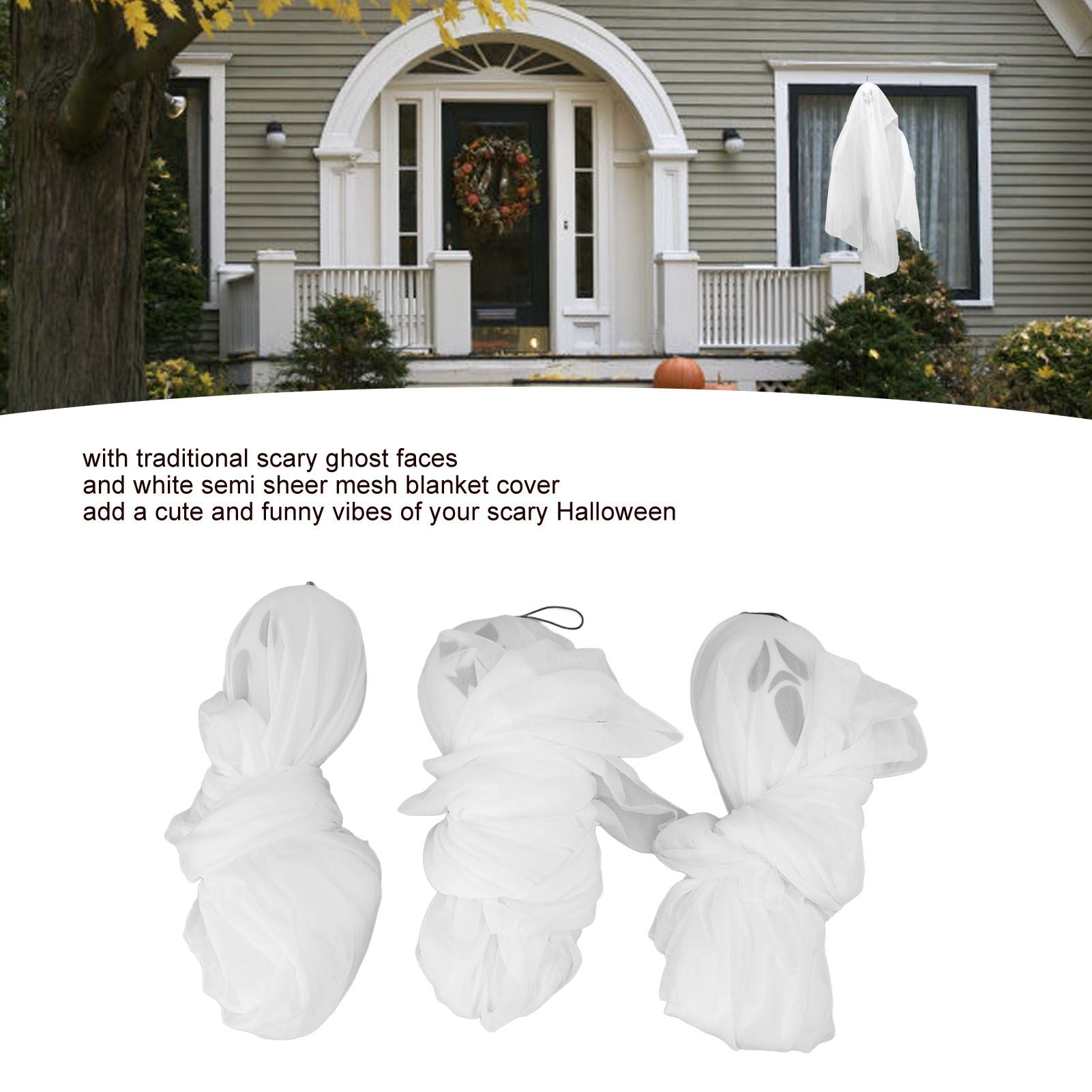 3Pcs Halloween Hanging Ghosts Glowing in The Dark 2 Layers Easy Installation Flying Ghosts for Party Indoor V1294-YM3115220099311-0421