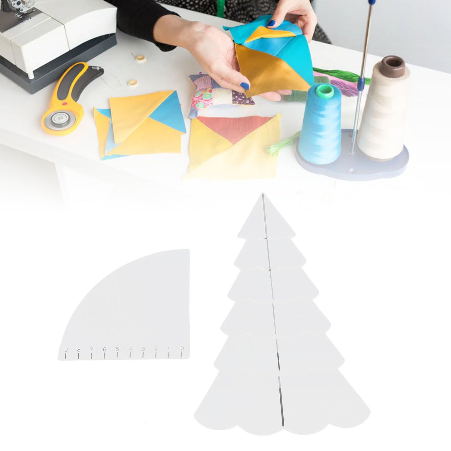 Handmade Christmas Tree Quilting Set Transparent Acrylic DIY Sewing Pattern Template Ruler Tool Set for Bowl V1294-YM3115220099611-0421