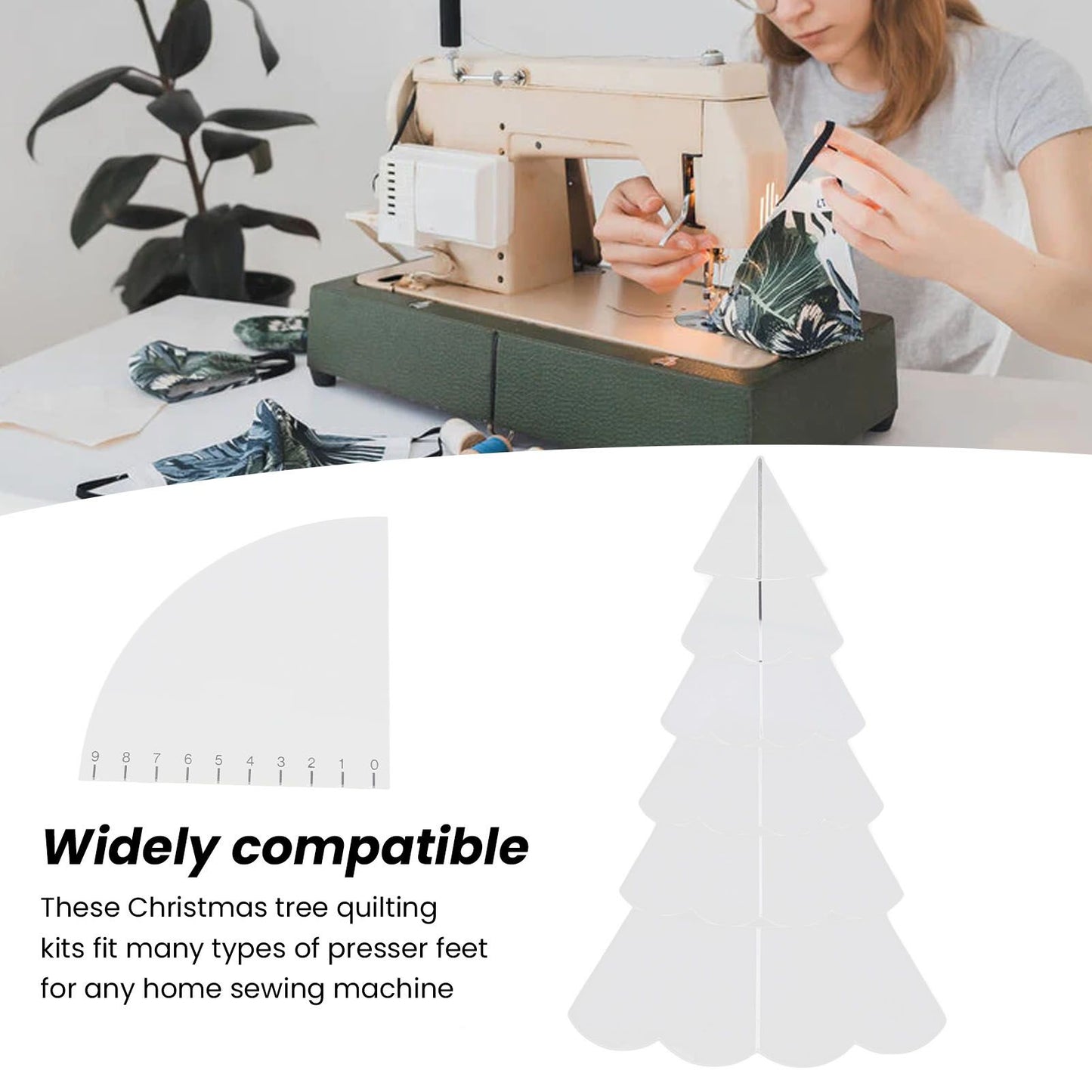 Handmade Christmas Tree Quilting Set Transparent Acrylic DIY Sewing Pattern Template Ruler Tool Set for Bowl V1294-YM3115220099611-0421