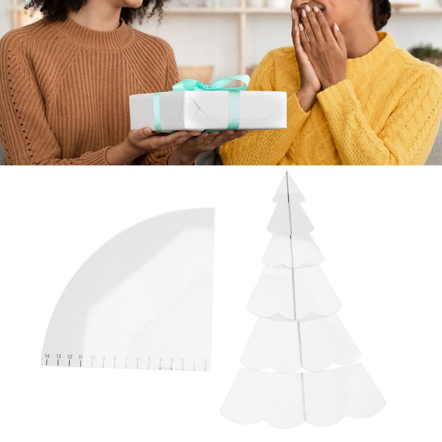 Handmade Christmas Tree Quilting Set Transparent Acrylic DIY Sewing Pattern Template Ruler Tool Set for Bowl V1294-YM3115220099612-0421