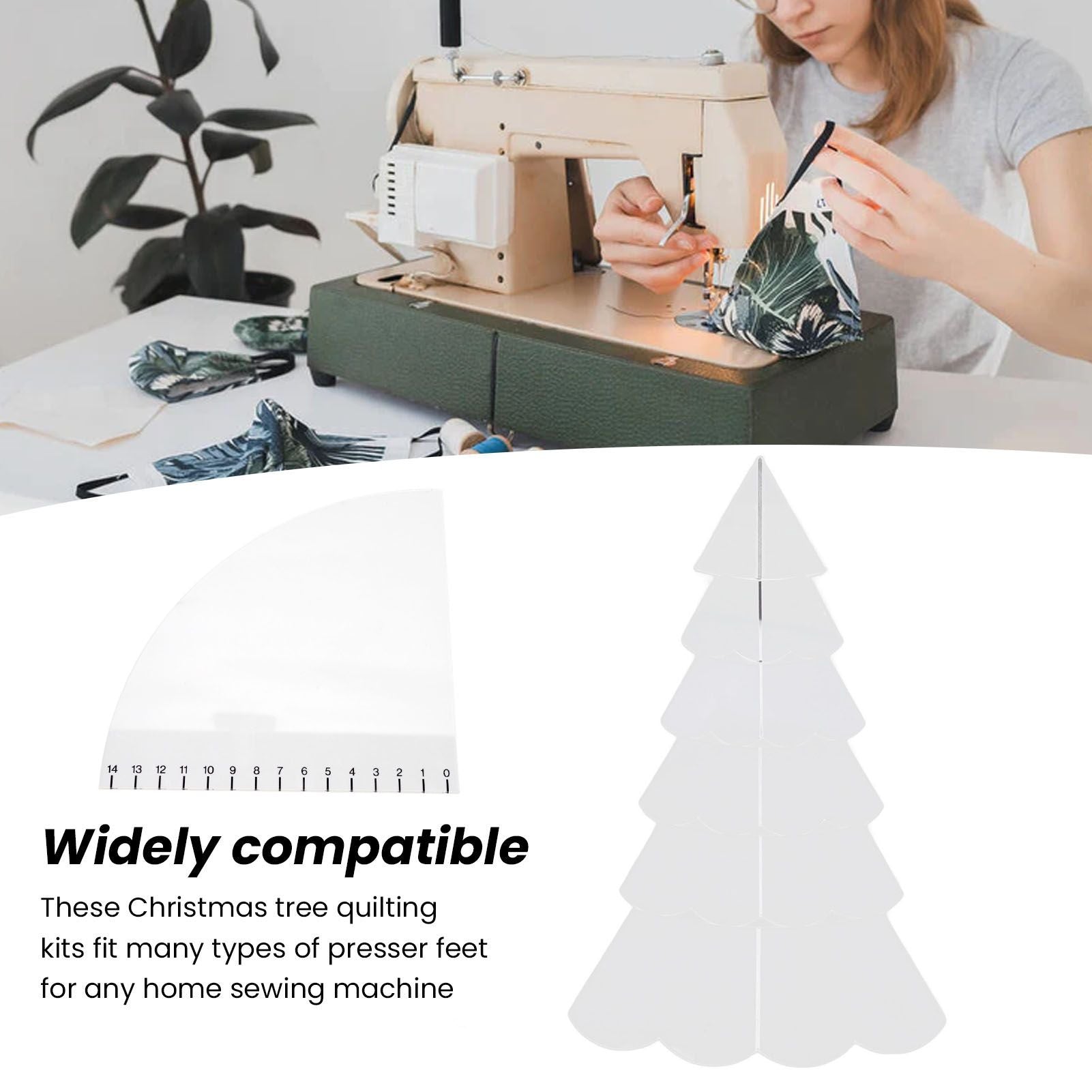 Handmade Christmas Tree Quilting Set Transparent Acrylic DIY Sewing Pattern Template Ruler Tool Set for Bowl V1294-YM3115220099612-0421