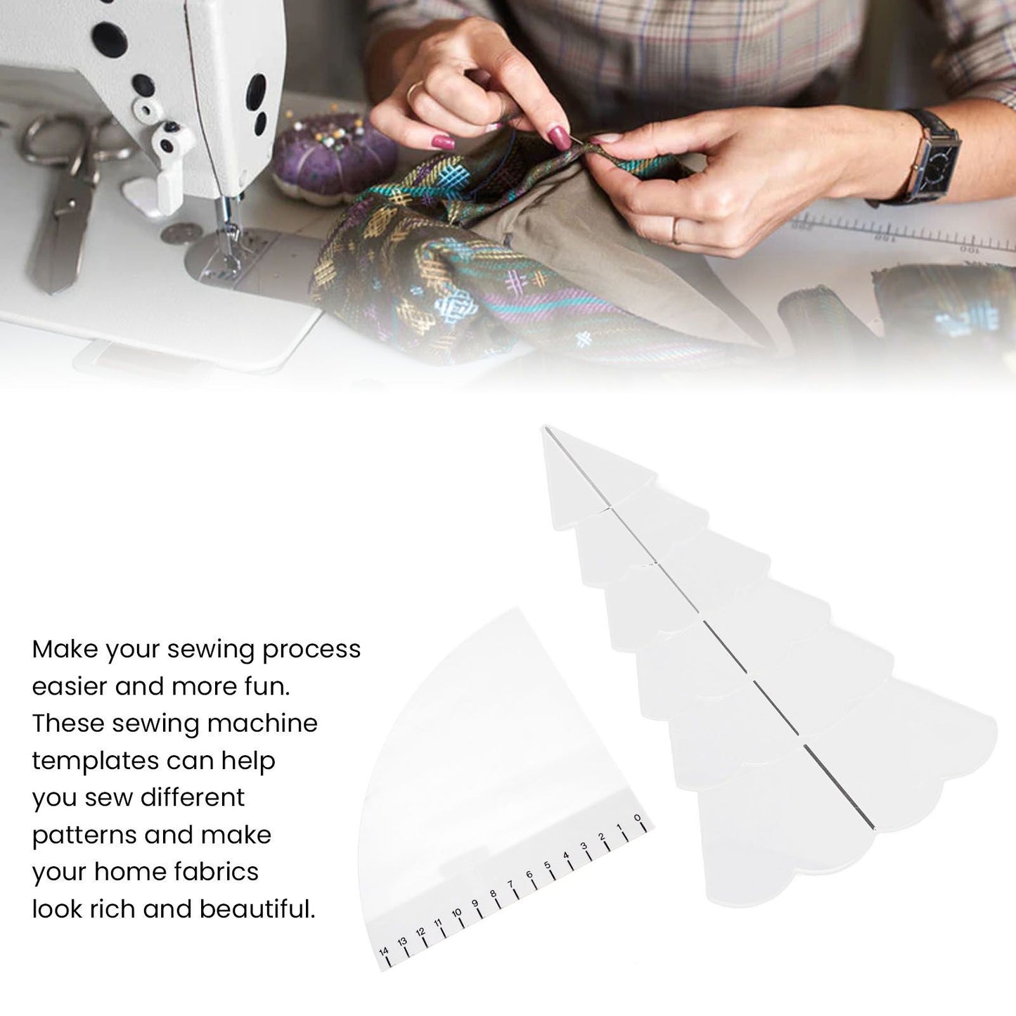 Handmade Christmas Tree Quilting Set Transparent Acrylic DIY Sewing Pattern Template Ruler Tool Set for Bowl V1294-YM3115220099612-0421