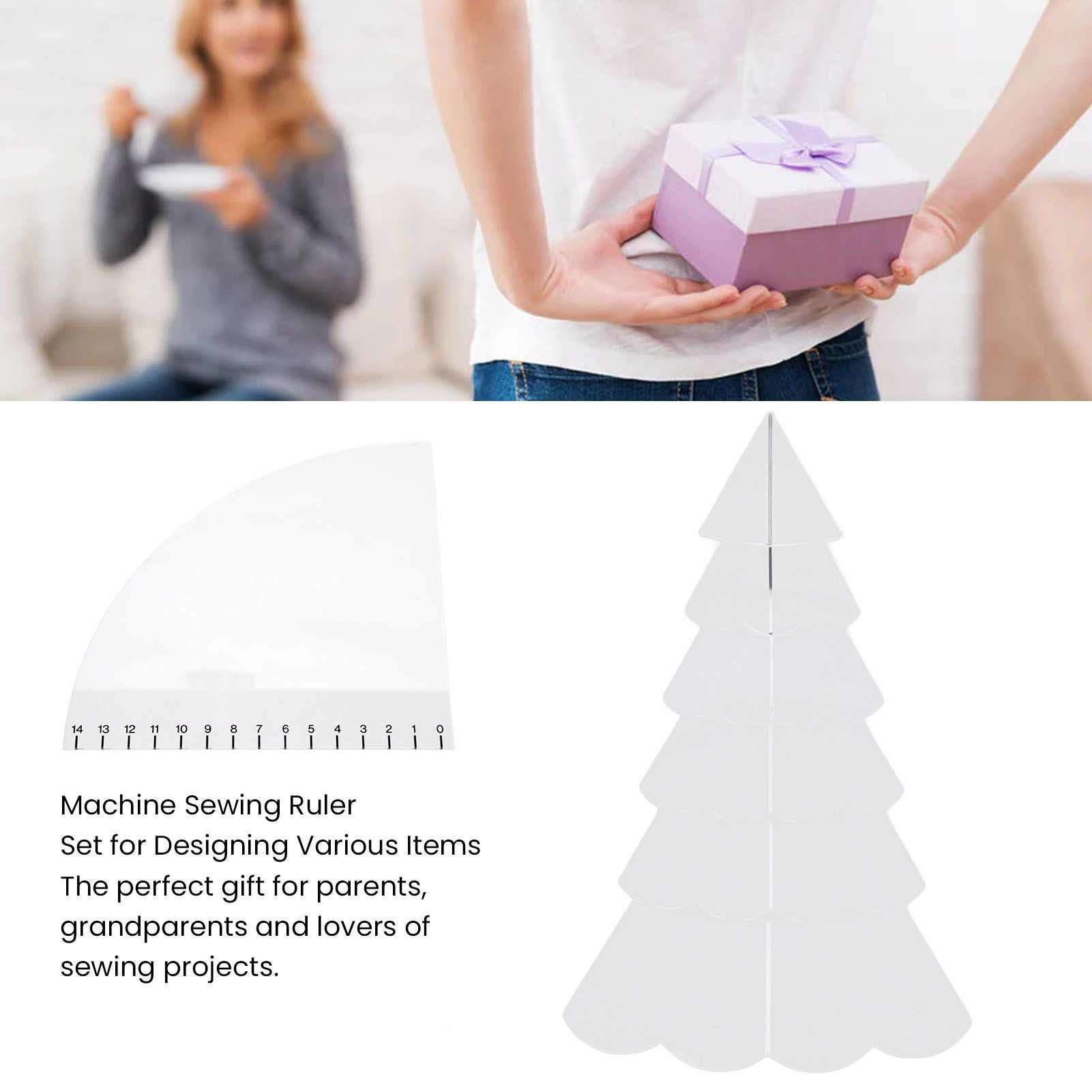 Handmade Christmas Tree Quilting Set Transparent Acrylic DIY Sewing Pattern Template Ruler Tool Set for Bowl V1294-YM3115220099612-0421