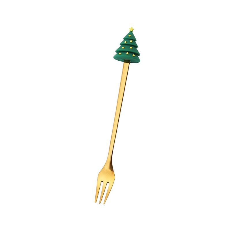 4PCS Christmas Spoon Fork Set Stainless Steel Santa Christmas Tree Shaped Decor Tableware for Home Dinner V1294-YM3115220101712-0421