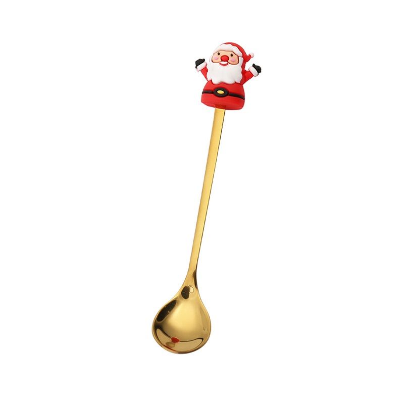 4PCS Christmas Spoon Fork Set Stainless Steel Santa Christmas Tree Shaped Decor Tableware for Home Dinner V1294-YM3115220101712-0421