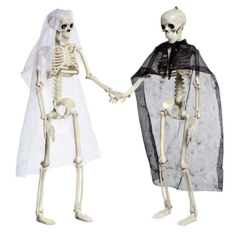 Halloween Skull Skeleton Decoration Simulated Human Plastic Bones Haunted House Decorative Skeleton Props V1294-YM3115220102111-0421