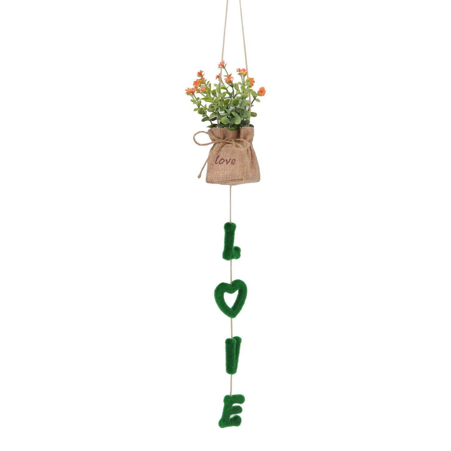 Love Hanging Flower Basket Plastic and Linen Hanging Artificial Flower for Home Wedding V1294-YM3115220102711-0421