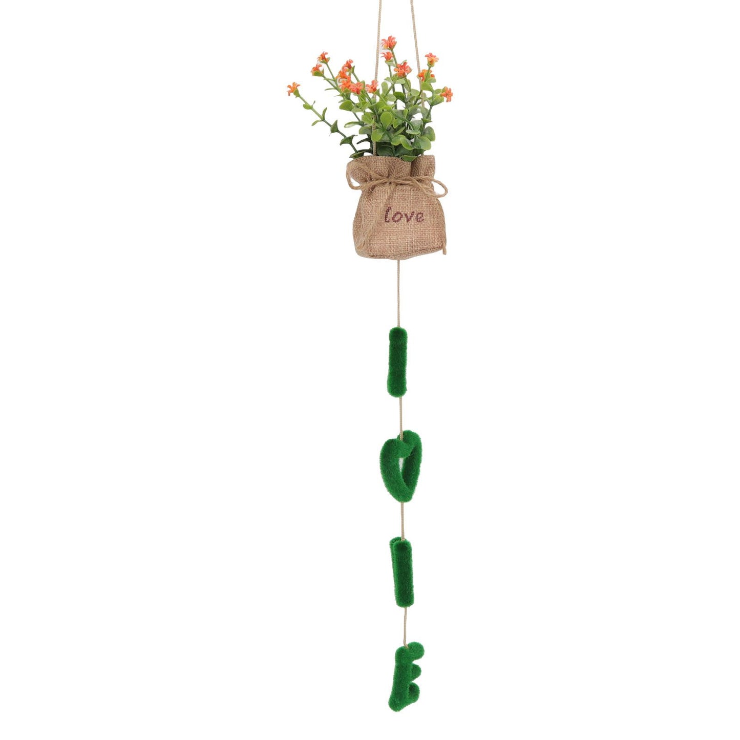 Love Hanging Flower Basket Plastic and Linen Hanging Artificial Flower for Home Wedding V1294-YM3115220102711-0421