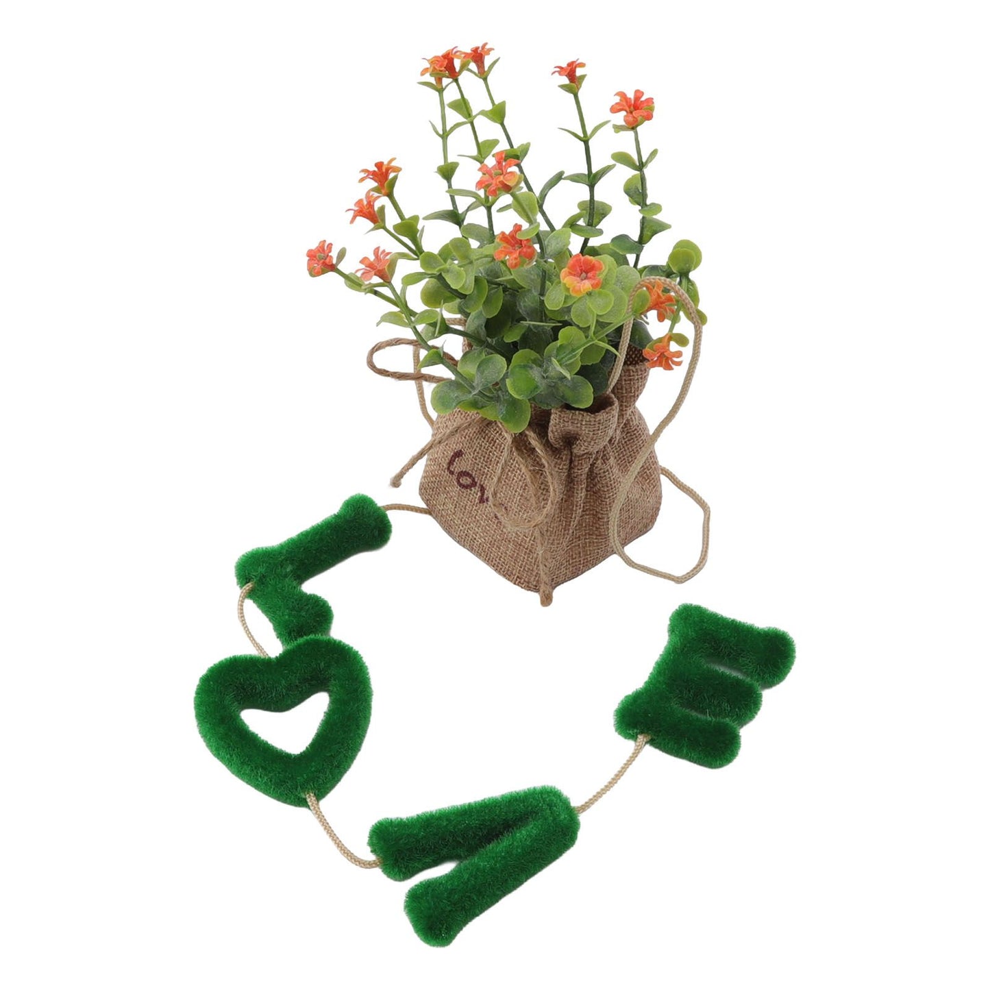 Love Hanging Flower Basket Plastic and Linen Hanging Artificial Flower for Home Wedding V1294-YM3115220102711-0421